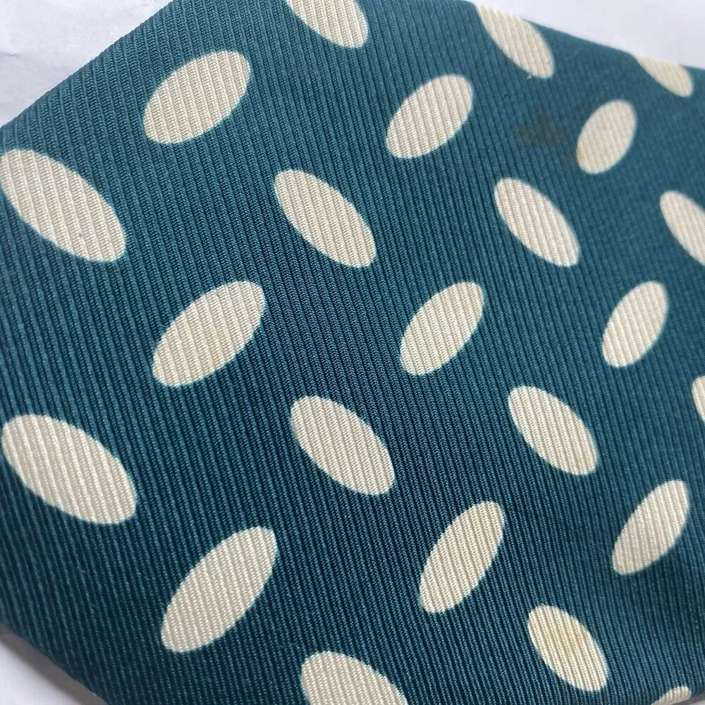 JOS. A. BANK Executive Men Silk Necktie Designer Geometric Oval Dots Green USA